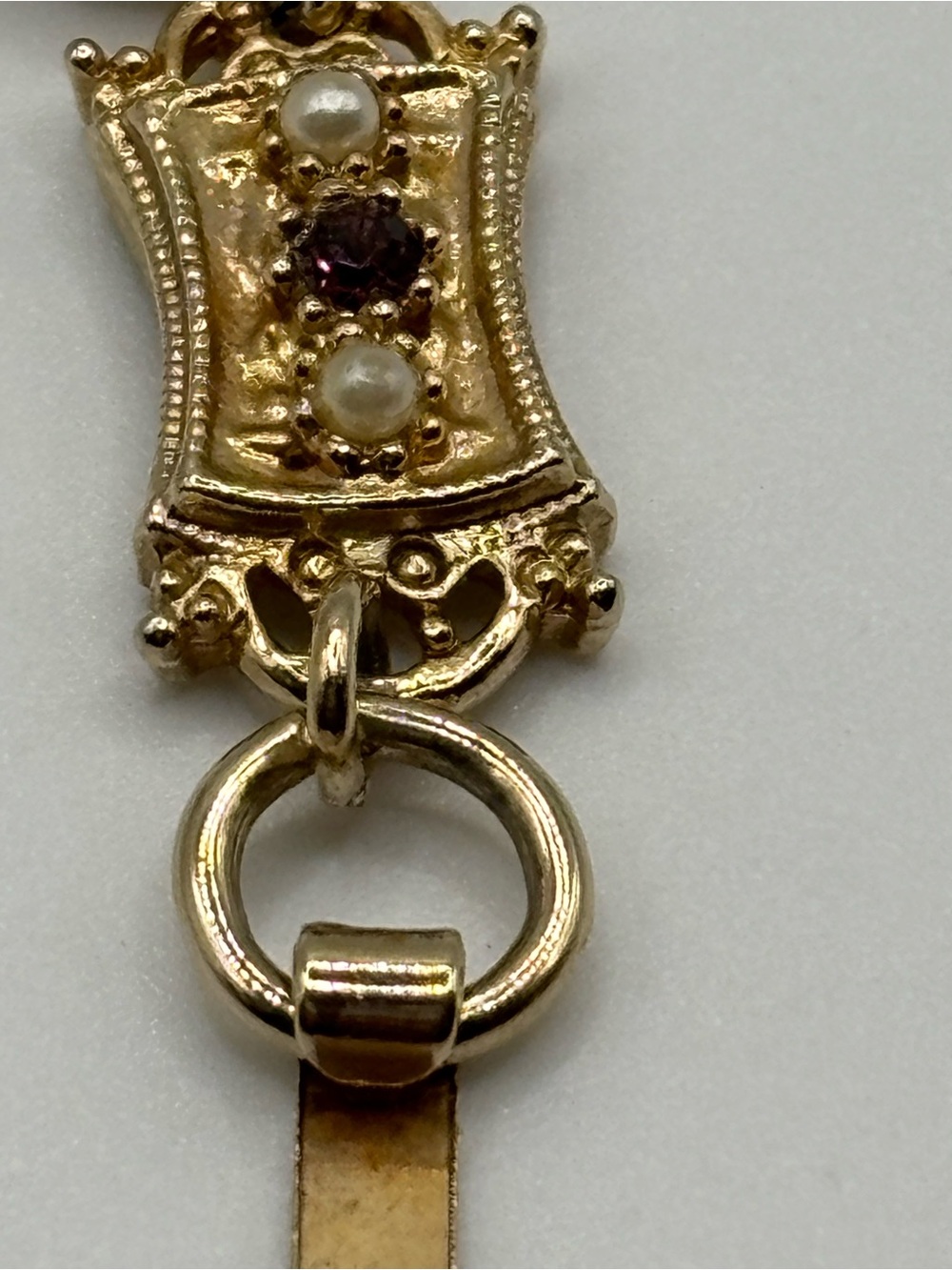 Sarah Coventry Minuet Link Bracelet 1972 Gold Tone Victorian Revival Multi Gem - Picture 8 of 8